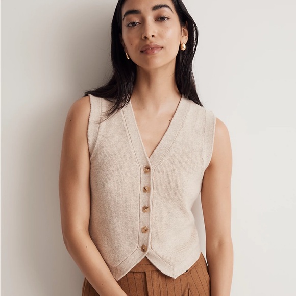 Madewell V-Neck Button-Front Sweater Vest - Picture 1 of 10